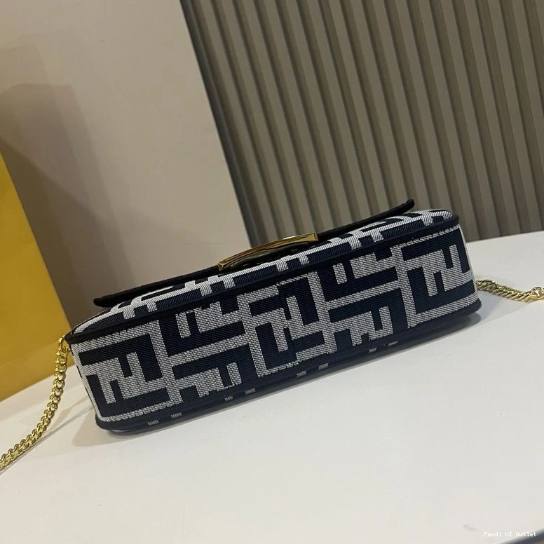 Cheap HOT Baguette Motif Fendi FF Mini Bag In Fabric Black 0725